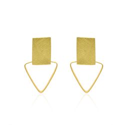 New Style Brass Metal Jewelry Triangle With Rectangle Stud Geometric Modern Jewelry For Women Gift Items Dainty Minimali