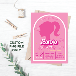 Personalized File Doll Pink Birthday Invitation Digital | Doll Invitation | Princess Themed Party | Girl Party Invite