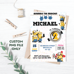 Personalized File Minions Invitation | Kids invitation | Digital Party Invite | Modern Birthday Printable | PNG File