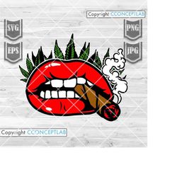 Sexy Lips Smoking Blunt svg | Rasta Dope Red Lips Cut File | Weed Life Shirt png | Stoned 420 Cutfile | Cannabis Stencil