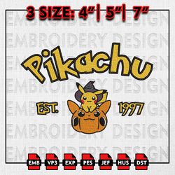Pikachu Pumpkin Est Halloween Embroidery files, Halloween Embroidery Designs, Pokemon Machine Embroidery Files