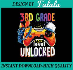 Gamer Back To School Png, Gamepad 3rd Third Grade Level Unlocked Png, Back To School Png, Digital Download