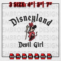 Disneyland Devil Girl Embroidery files, Halloween Embroidery Designs, Minnie Machine Embroidery Files, Digital Files