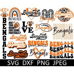 Bengals SVG Bundle, Football SVG, Bengals PNG, Digital Download, Cut File, Clipart, Sublimation (16 individual svgpngdxf