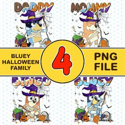 Bluey Halloween Party PNG Bundle, Bluey Halloween Digital Prints, Bluey Bingo Halloween Clipart PNG,