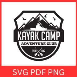 Kayak Camp Adventure Logo SVG | Kayak SVG | Camping Adventure Svg | Kayak Logo SVG
