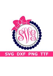 Monogram SVG  TTF Alphabet, Fancy Font  Circle FrameBow, Digital Download, Cut File, Sublimation, Clip Art (52 svgpngdxf