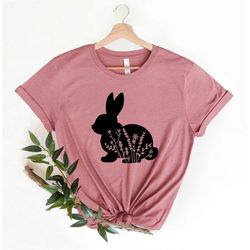 Floral Rabbit Shirt, Bunny Shirt, Easter Shirt, Nature Lover, Rabbit T Shirt, Women's Rabbit Shirt, Rabbit Lover Tee