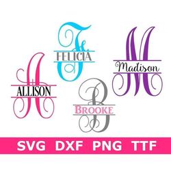 Split Monogram SVG  TTF Alphabet, Monogram Font, Digital Download, Cut Files, School Monogram (individual svgpngdxf file
