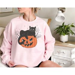 Pumpkin Cat Shirt Halloween Sweatshirt, Funny Halloween Shirt,Halloween Shirt, Cat Shirt, Ghost Shirt, Halloween Cat Shi