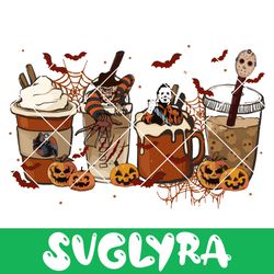 Horror Coffee Svg, Halloween Characters Png, Fall Latte png, Horror Halloween Inspired Coffee, Sublimation Design Png