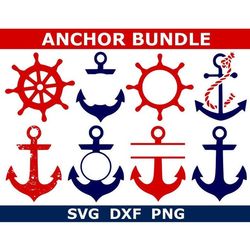 Anchor SVG, Nautical SVG, Monogram Frame SVG, Digital Download, Cut Files, Sublimation, Clip Art (8 individal svgdxfpng