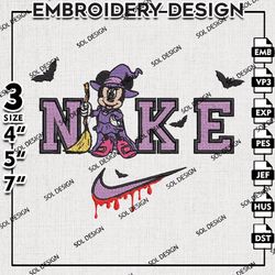 Nike Minnie Witchy Embroidery Designs, Disney Halloween, Halloween Embroidery Files, Machine Embroidery Designs