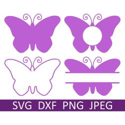 Butterfly SVG Bundle, Name Frame SVG, Monogram Frame SVG, Digital Download, Cut Files, Sublimation, Clipart (4 svg, dxf,