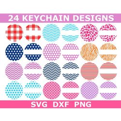 circle keychain svg bundle, 24 designs, keychain patterns, digital download, cut files, sublimation, clip art (24 svgdxf