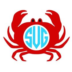 Crab SVG, Crab Monogram Frame SVG, Beach SVG, Digital Download, Cut File, Sublimation, Clip Art (includes svgdxfpng file