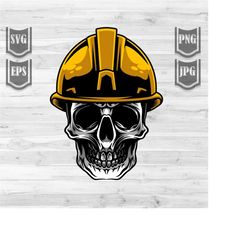 Civil Engineering Skull svg | Skeleton Head Cut File | Hard Hat dxf | Engineer Construction Dad Clipart | Contractor Ste