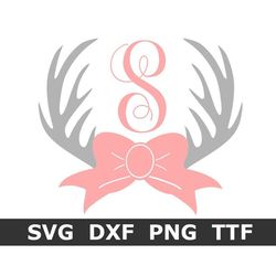 Monogram SVG  TTF Alphabet  Antler Bow Topper, Digital Download, Cut File, Sublimation, Clip Art (54 svgpngdxf files  TT