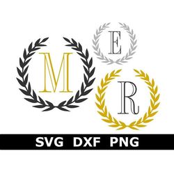 Monogram SVGDXFPNG Alphabet, Laurel Engraved Alphabet, Digital Download, Cut File, Engraving, Clip Art, 26 Individual sv