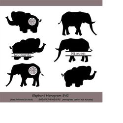 elephant svg monogram, elephant svg file, elephant svg, elephant cut files, elephant silhouette, baby elephant svg, dxf,