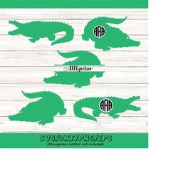 Alligator SVG, Alligator monogram svg, crocodile svg, Reptile svg, animal svg, Cut file silhouette files, Cricut files,