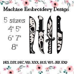 Embroidery design scary knives