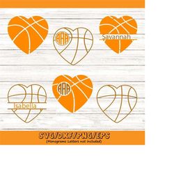 basketball svg, basketball heart svg, basketball heart monogram svg, basketball heart silhouette, cricut files, vector,