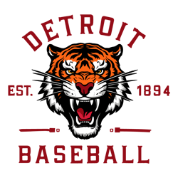 Detroit Baseball 1894 Tiger Head Svg Digital Download