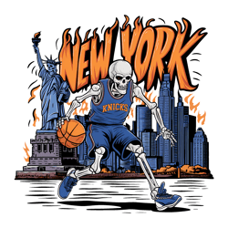 Skeleton Plays Basketball New York Png