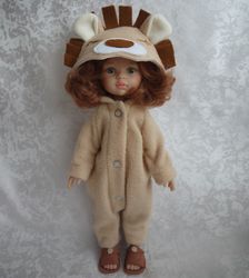 Pajama Kigurumi Lion, Slippers for doll Las Amigas Paola Reina 32-34cm