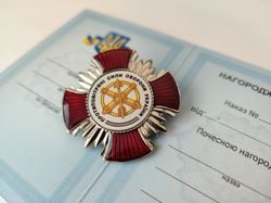 UKRAINIAN MILITARY AWARD BADGE "ANTI-AIR FORCES OF UKRAINE" WITH DOC. GLORY TO UKRAINE