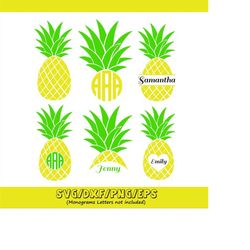 Pineapple SVG, Pineapple Monogram Frames, Silhouette SVG, Pineapple Cut File, Silhouette Cut Files, Cricut Cut File, Eps