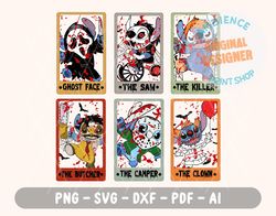 Halloween Characters Tarot Card SVG, Halloween Horror Movie Png, Trick Or Treat Png, Spooky Vibes Png, Svg, Dxf, Pdf, Ai