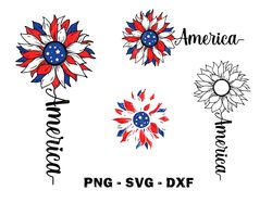 Layered American Flag Sunflower SVG, 4th of July SVG, Patriotic SVG, Fourth of July Png, Svg Files For Cricut, Sublimati