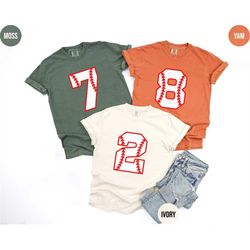 Baseball Numbers Shirt, Comfort Colors Baseball Custom Birthday Tshirt, Baseball Mom Tee, Personalized Baseball Tees, Cu
