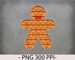 Pop Up Fidget Game Christmas Gingerbread man png, Digital Download