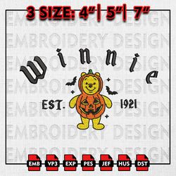 Winnie Pooh Pumpkin Est Embroidery files, Halloween Embroidery, Winnie Pooh Machine Embroidery Files, Digital Files