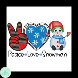 Peace Love Snowman Png, Christmas Png, Snow Png, Buffalo Plaid Png, Peace Love Png