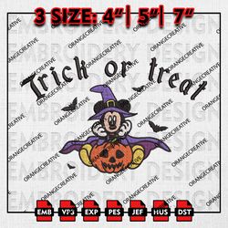 Witch Trick Or Treat Mickey Embroidery files, Halloween Embroidery, Mickey Machine Embroidery Files, Digital Files
