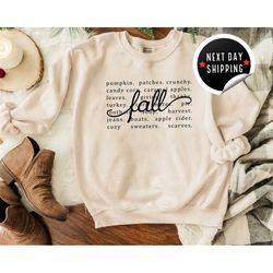 Fall Sweatshirt for Women, Fall Words Sweatshirt, Fall Graphic Tees, Hello Fall Crewneck, Autumn Hoodie, Fall Tops for W