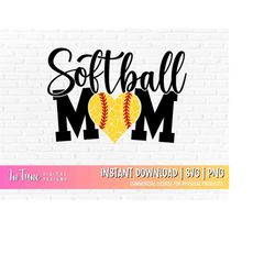 softball mom svg, sports mom svg, softball mom png with heart, commercial use, svg for cricut, softball heart clipart