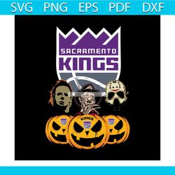 Sacramento Kings Halloween Horror Movie Pumpkin Svg, Jason Voorhees And Freddy Krueger Svg, Halloween svg, Halloween png