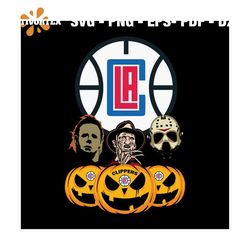 Halloween Horror Movie Pumpkin Svg, Jason Voorhees And Freddy Krueger Svg LA Clippers