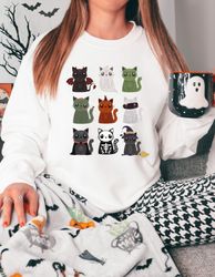 Cat Halloween Sweatshirt,Vampire Cat Shirt,Mummy Cat Sweatshirt,Skeleton Cat Sweatshirt, Pumpkin Cat