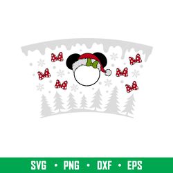 Christmas Red Bow Full Wrap, Christmas Red Bow Minnie Mouse Full Wrap Svg, Starbucks Svg, Coffee Ring Svg, Cold Cup Svg,