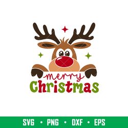 Christmas Reindeer, Christmas Reindeer Svg, Peeping Reindeer Svg, Merry Christmas Svg, Christmas Svg, png, eps, dxf file