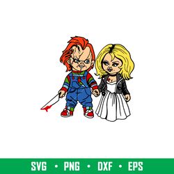Chucky and Tiffany, Chucky and Tiffany Svg, Halloween Svg, Spooky Season Svg, Trick or Treat Svg, PNG, dxf, eps file