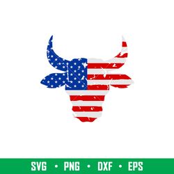 Distressed American Flag Bull, Distressed American Flag Bull Svg, 4th of July Svg, Patriotic Svg, Independence Day Svg,