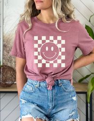 Smiley Face Shirt, Checkered Shirt, Vintage Smiley Face Shirt