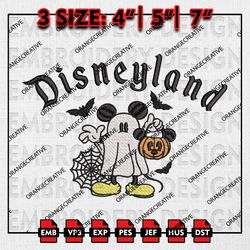 Cute Ghost Mickey Disneyland Halloween Embroidery files, Disney Embroidery Designs, Halloween Machine Embroidery Pattern
